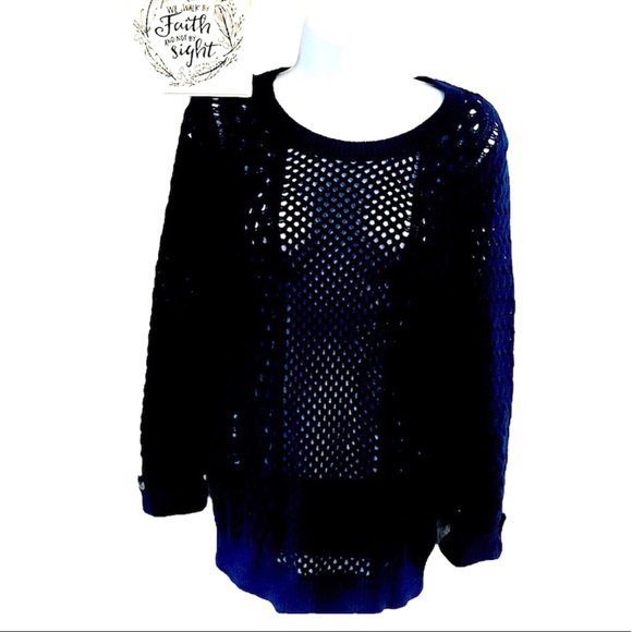 ⭐️🌟Lilly Pulitzer Navy Blue  Crochet Sweater Sz S - Picture 1 of 9